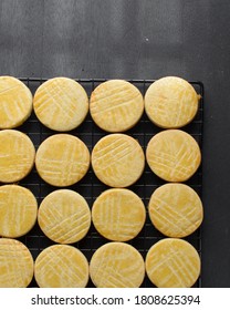 Flatlay Of Sable Breton Biscuits Or French Butter Cookies