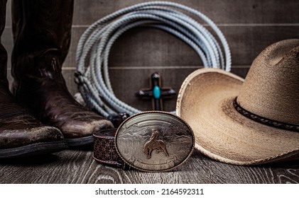 A flat-lay western country cowboy design