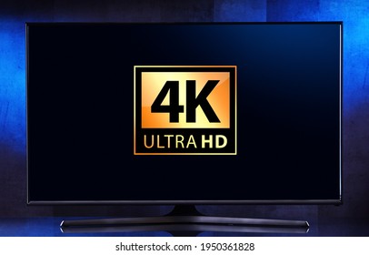 Flatscreen Tv Set Displaying 4k Ultra Stock Photo 1950361828 | Shutterstock