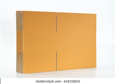 Flattened Cardboard Box Isolated White Background