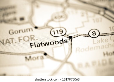 Flatwoods. Louisiana. USA On A Map