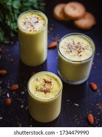Flavoured Milk(Badam Milk), A preperation of Milk with Almonds and Saffron.