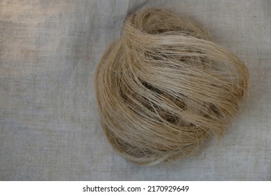 Flax Or Hemp, Tow, Close-up. Natural Fibers Demand.