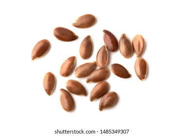 Flax seed on white background. - Shutterstock ID 1485349307