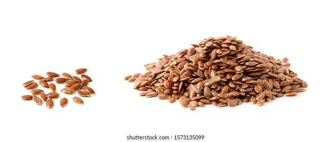 Flax Seeds Heap Isolated On White