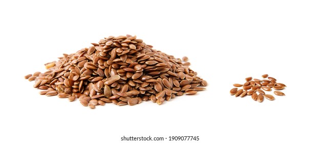 Flax seeds heap isolated on white - Shutterstock ID 1909077745