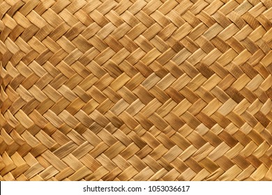 Flax Weaving Background: Mat Woven With Maori Takitahi Weave - New Zealand