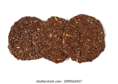 Flaxseed Crackers Isolated On White Background