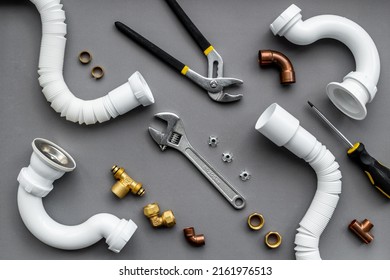 Flaylay of plumbing pipes and equipment, top view