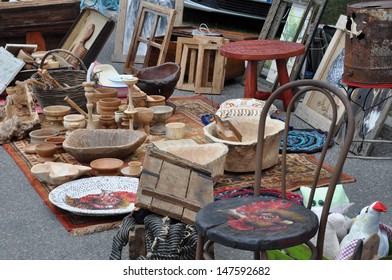 Flea Market With Old Wooden Items