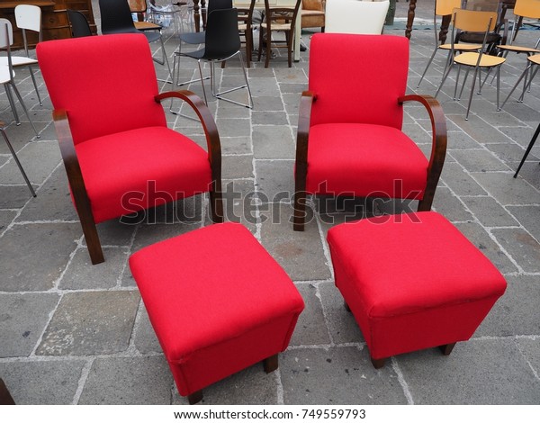 Flea Market Two Red Armchairs Two Stock Photo Edit Now 749559793