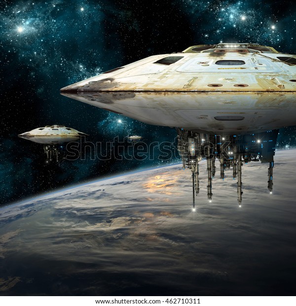 Fleet Massive Spaceships Known Motherships Take Arkivfoto Rediger Na 462710311