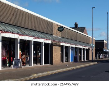 Fleetwood, Blackpool, Lancashire, United Kingdom - 5 March 2022: Street View Of Fleetwood Market Building With Open Stalls In Front Of The Rad