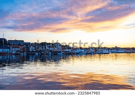 Flensburg sunset reflection in the harbor in June 2023