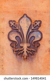 The fleur de lis of Florence, local symbol of Florence, Italy