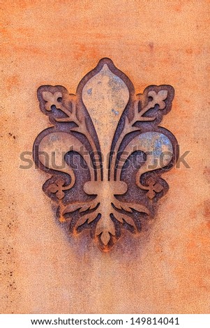 The fleur de lis of Florence, local symbol of Florence, Italy