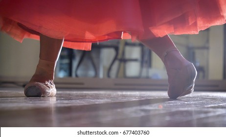 Flexible Ballerina Feet, Dancing In A Red Dress, Brown Ballet Shoes, On A Wooden Floor. Concept Ballet Dancer Slim Diet, Light Women, Beautiful Figure, Healthy Lifestyle, Flexibility, Daily Activities