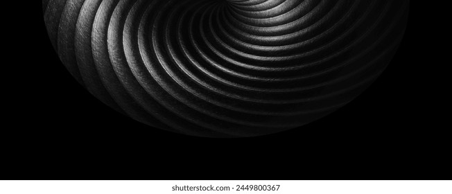 Flexible corrugated pipe. Close-up photo with spiral architecture. Abstract modern industry or technology object. Geometric background with distorted structure of multiple rings. Deformation of volute - Powered by Shutterstock