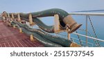 Flexible hose stacked on the ship