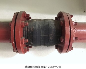 Flexible rubber expansion joints of steel pipe, part of water supply and distribution systems