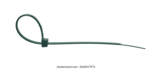  Flexible self locking plastic zip tie, strap isolated on white background, clipping
