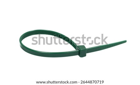Flexible self locking plastic zip tie, strap isolated on white background, clipping
