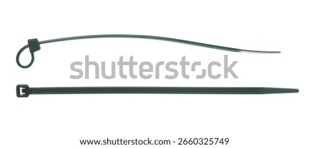 Flexible self locking plastic zip tie, strap isolated on white background, clipping	
