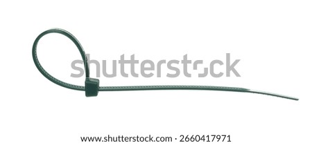  Flexible self locking plastic zip tie, strap isolated on white background, clipping