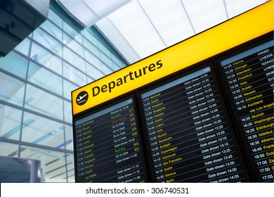 Flight information, arrival, departure at the airport, London, England - Shutterstock ID 306740531