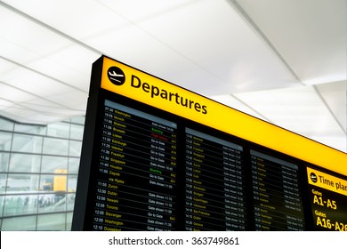 Flight information, arrival, departure at the airport, London, England - Shutterstock ID 363749861