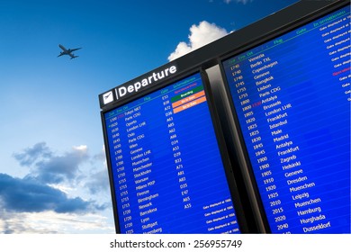 Flight Information, Arrival And Departure Board At The Airport