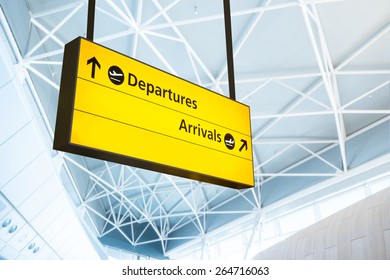 Flight information, arrival and departure board at the airport - Shutterstock ID 264716063