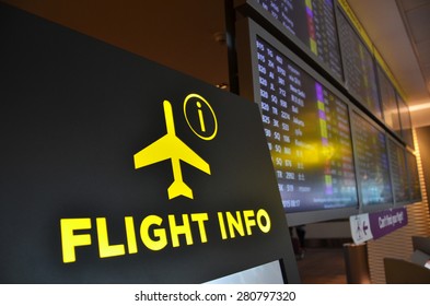Flight information board in Changi airport Singapore, Asia