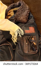 Flight Jacket And American Flag