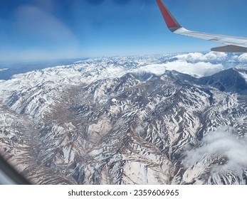 Flight over the Andes Mountain range