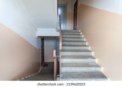 A flight of stairs in the Stalinist house of the USSR