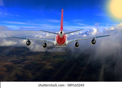 Flight sunshine through clouds background flight through clouds

