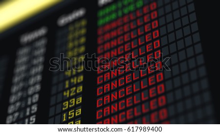 Flights canceled or delayed on information board, terrorism threat at airport
 Foto stock © 