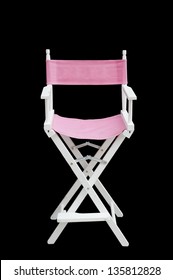 Flim Industry: Back View Of Directors Chair Over White Background