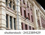 flinders street railway station, decretive Victorian stile architecture being cleaned , Melbourne. Australia 