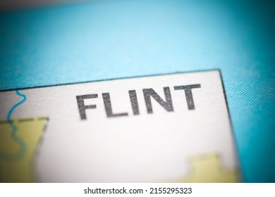 Flint. Michigan. USA On A Geography Map.