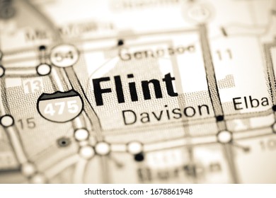 Flint. Michigan. USA On A Map