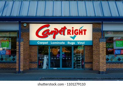 Flint, UK: May 22, 2018: Carpetright store on a small retail park.