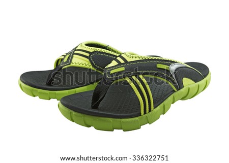 flip flops black and green on a white background