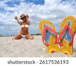 flip flops on the beach