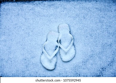 flip flops in snow