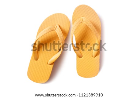 Flipflops yellow pair isolated on white background