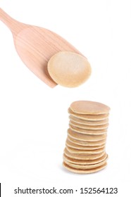 Flipper And Stack Of Pancakes Isolated On White