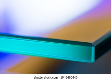 Float Cut Glass Machined Edge Closeup Abstract