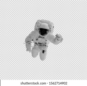 Floating Astronaut In The Absence Of Gravity In Space, Isolated With Clipping Path.Elements Of This Image Furnished By NASA